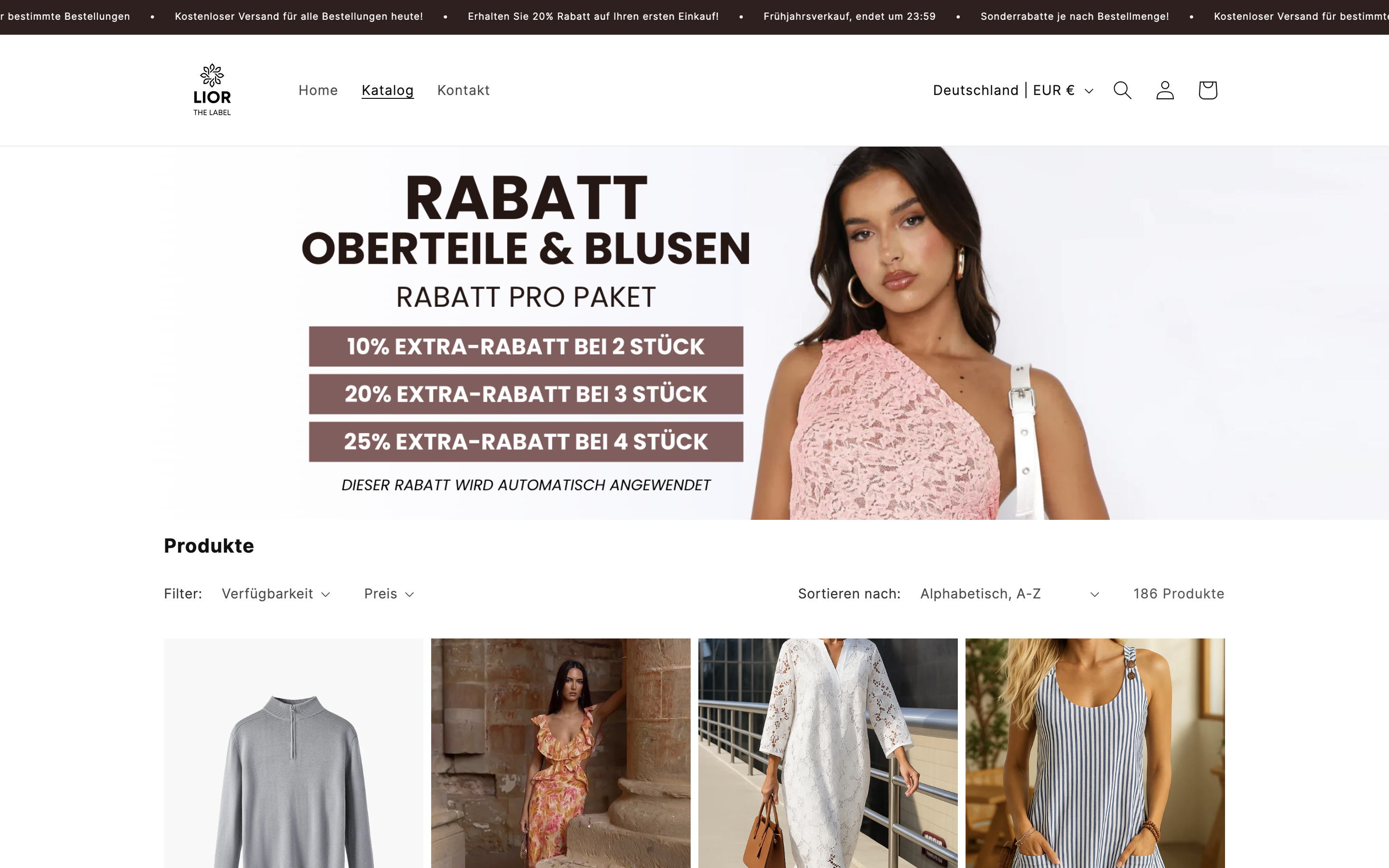 Collection page banner of a Shopify fashion store
